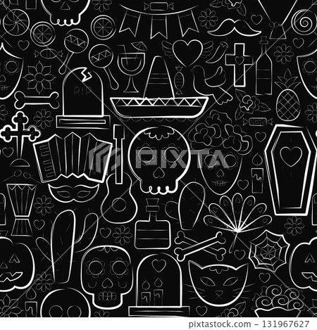 Seamless Pattern Dia De Los Muertos 131967627
