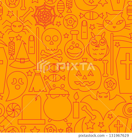 Halloween Line Seamless Pattern 131967629