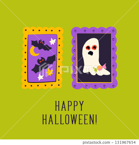 Halloween Ghost Bat Greeting Card Halloween Ghost Bat Greeting Card 131967654