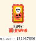 Pumpkin Skull Halloween Postcard 131967656