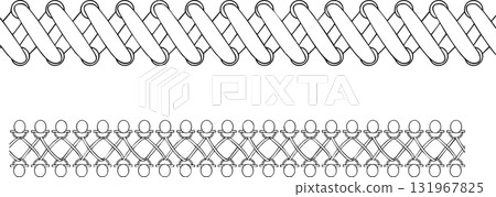 Shoelaces and corset braiding line drawing illustration set Shoelaces and corset braiding line drawing illustration set 131967825