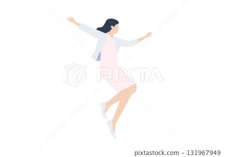 A female nurse jumping with her arms outstretched A female nurse jumping with her arms outstretched 131967949