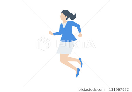 A woman in a light blue suit running A woman in a light blue suit running 131967952