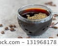 Coffee poured into a transparent cup 131968178
