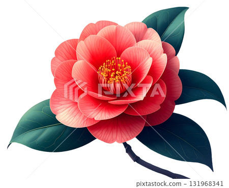 Camellia flower illustration Camellia flower illustration 131968341
