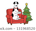 Dog relaxing at home on Christmas Day 131968520