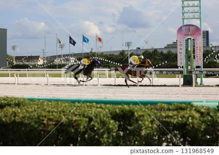 Before the finish line of a horse race 131968549