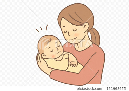 母親抱著嬰兒的插圖（AI 生成） 131968655