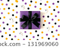 Flat lay of Halloween items and gift boxes Autumn decorations and seasonal background 131969060