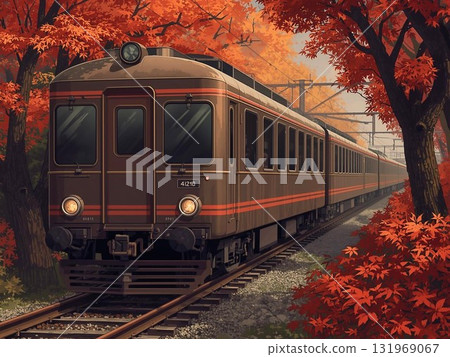 火車穿過秋葉隧道的插圖 131969067