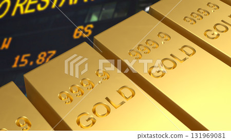 The Gold Bar for Business concept 3d Rendering. 131969081
