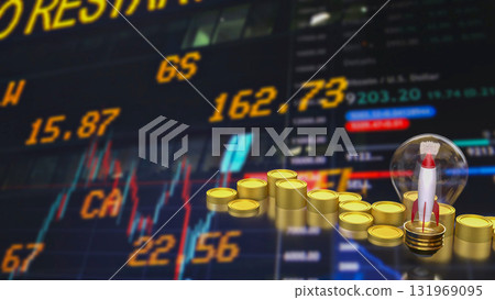 The  Rocket  in light bulb for Business concept 3d Rendering. 131969095