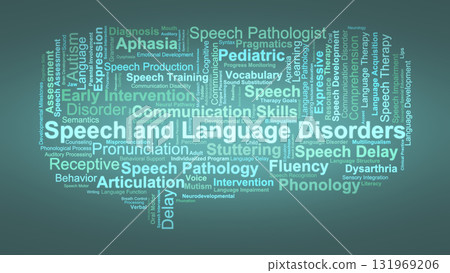 Speech And Language Disorders Word Cloud. Composition Of Terms Related To Communication, Articulation, Therapy, And Development In Speech And Language Disorders. Speech And Language Disorders Word Cloud. Composition Of Terms Related To Communication, Articulation, Therapy, And Development In Speech And Language Disorders. 131969206