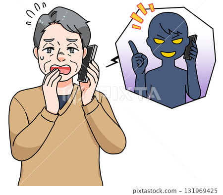 An elderly man responding to a fraudulent call An elderly man responding to a fraudulent call 131969425