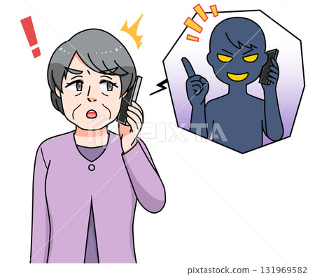 一位老年婦女接到詐騙電話 一位老年婦女接到詐騙電話 131969582
