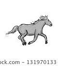 Pencil drawing, realistic horse illustration, hand-drawn 131970133