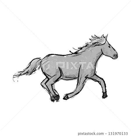 Pencil drawing, realistic horse illustration, hand-drawn Pencil drawing, realistic horse illustration, hand-drawn 131970133