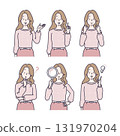 Female facial expression set 131970204