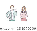 Illustration of men and women doing guts poses 131970209