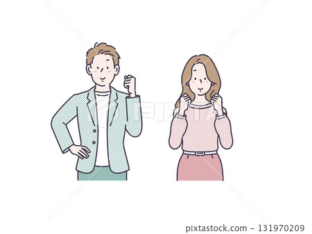 Illustration of men and women doing guts poses Illustration of men and women doing guts poses 131970209