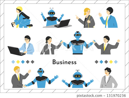 Business scene people and robots material collection 131970236