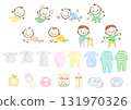 嬰兒成長過程及嬰兒用品手繪插畫集 131970326