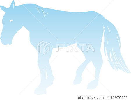 Light blue horse silhouette illustration 131970331