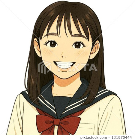 一個微笑的女學生的插圖 131970444