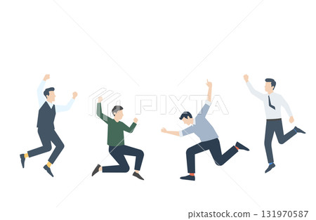Illustration set of jumping men 131970587