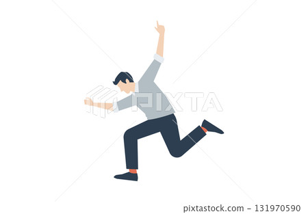 一名男子跳躍並揮舞著拳頭 131970590