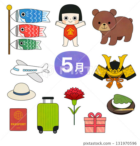 以日本五月為主題的彩色手繪插畫集 131970596