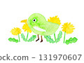 簡單的水彩插圖：蒲公英和鳥 131970607
