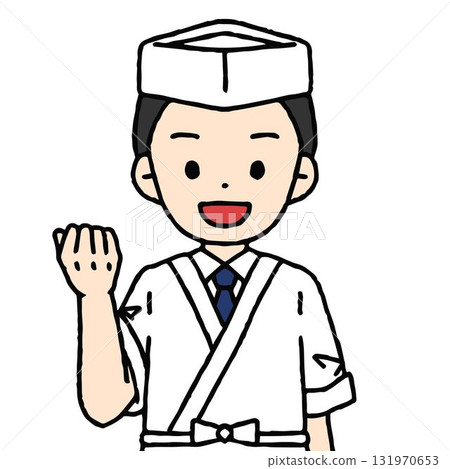 一位男廚師正在揮拳 131970653