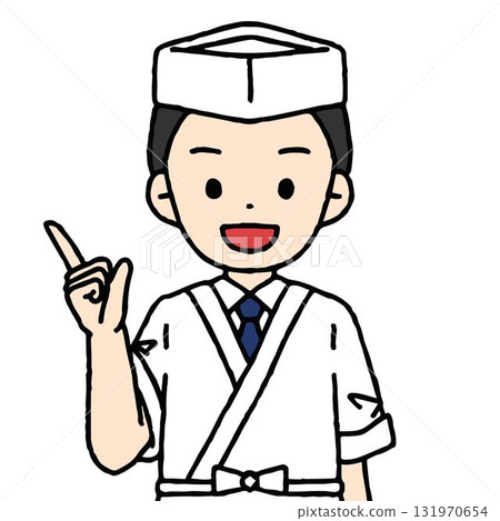 一位男廚師正在揮拳 131970654