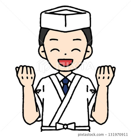 A male chef is doing a fist pump 131970911