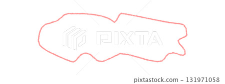 Organic crayon squiggle frame and outline in soft red. Hand drawn border with natural contour and rectangle textbox style. Creative background for text, sketch label or modern banner template. 131971058