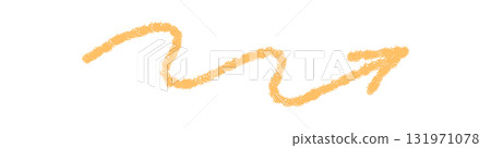 Wavy yellow chalk arrow with hand drawn sketch style and rough stroke. Graphic symbol and pointer element, perfect for creative sign, poster or art background. Wavy yellow chalk arrow with hand drawn sketch style and rough stroke. Graphic symbol and pointer element, perfect for creative sign, poster or art background. 131971078