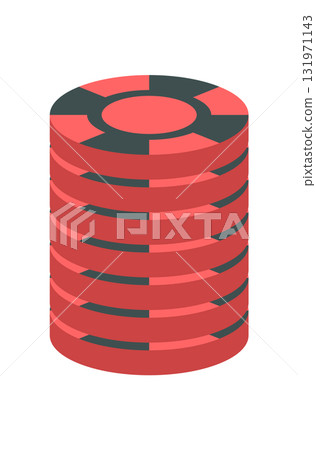 Flat stack of poker chips in red and black colors. Casino game piece for poker or boardgame. Rectangular table counter element, money concept, isolated flat style graphic, used in gambling, tabletop Flat stack of poker chips in red and black colors. Casino game piece for poker or boardgame. Rectangular table counter element, money concept, isolated flat style graphic, used in gambling, tabletop 131971143