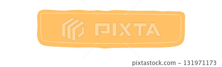 Hand drawn wavy rectangle text frame in orange. Organic box with border as fluid template and banner. Soft background offers stylish empty area for messages, invitations or elegant label concepts. 131971173