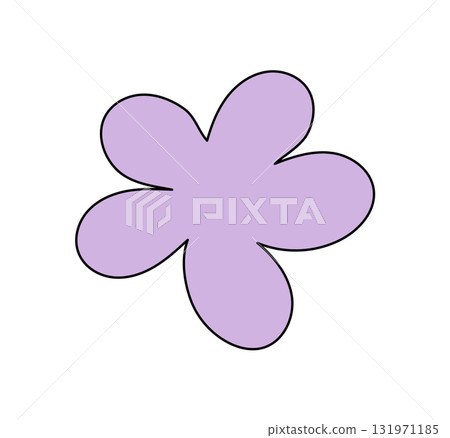 Groovy y2k flower patch in flat purple abstract shape. Playful sticker adds retro and graphic style with vintage and trendy aesthetic. Contemporary groovy element for creative use. Groovy y2k flower patch in flat purple abstract shape. Playful sticker adds retro and graphic style with vintage and trendy aesthetic. Contemporary groovy element for creative use. 131971185
