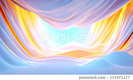 幻想風景畫，一塊被光包裹的奇幻布料展開 131971227