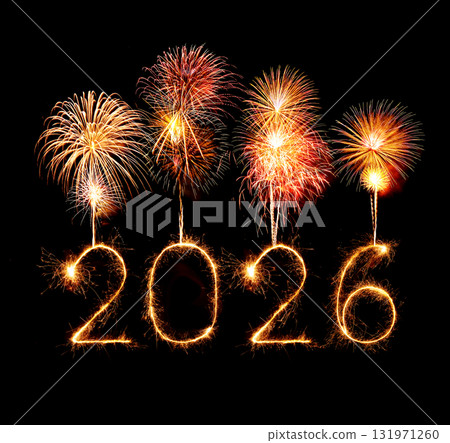 2026 happy new year fireworks celebration written sparkling at night 2026 happy new year fireworks celebration written sparkling at night 131971260