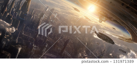 近未來城市的午後風景，未來科技在這裡應運而生 131971389