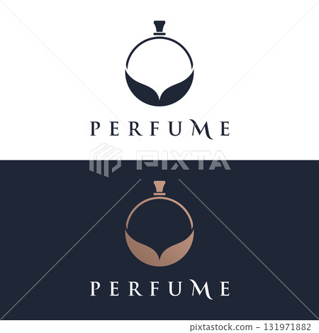 Luxury essence fragrance perfume logo template design isolated background. 131971882