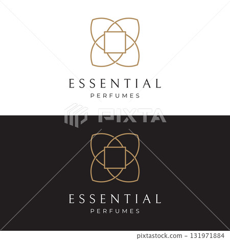 Luxury essence fragrance perfume logo template design isolated background. Luxury essence fragrance perfume logo template design isolated background. 131971884
