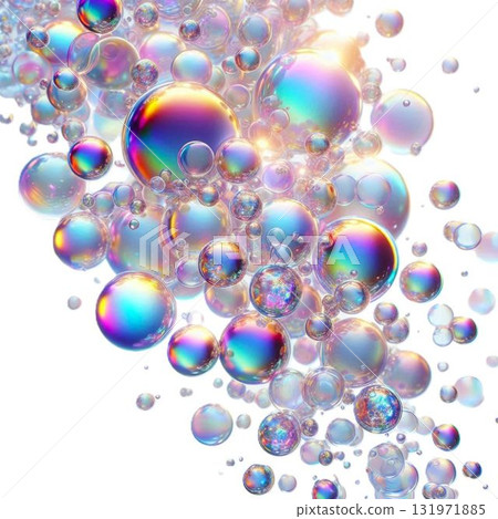 Many soap bubbles and a white background 131971885