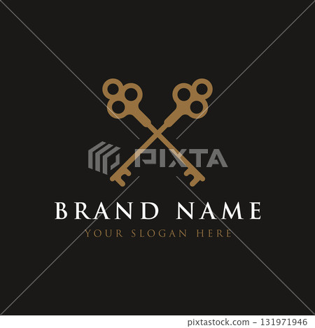 Retro luxury home or hotel or real estate key template logo with creative idea. Retro luxury home or hotel or real estate key template logo with creative idea. 131971946