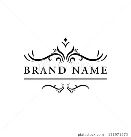 Luxurious monogram ornament logo design in retro vintage style. Logo for labels, restaurants, businesses, hotels. 131971973
