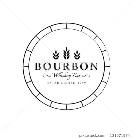 Bourbon whiskey logo design with luxury retro vintage decoration. for labels, badges, bars, restaurants. Bourbon whiskey logo design with luxury retro vintage decoration. for labels, badges, bars, restaurants. 131971974