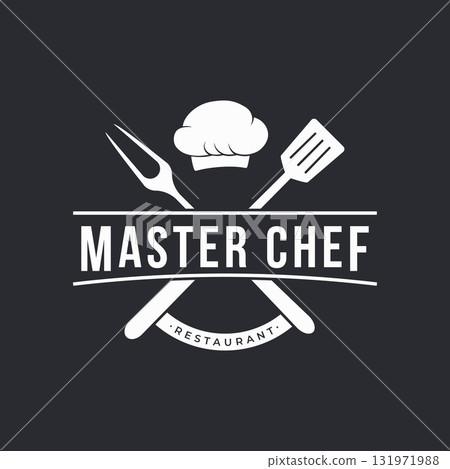 Kitchen logo design with creative chef's hat and cooking utensils. Logo for restaurant, chef, business. Kitchen logo design with creative chef's hat and cooking utensils. Logo for restaurant, chef, business. 131971988